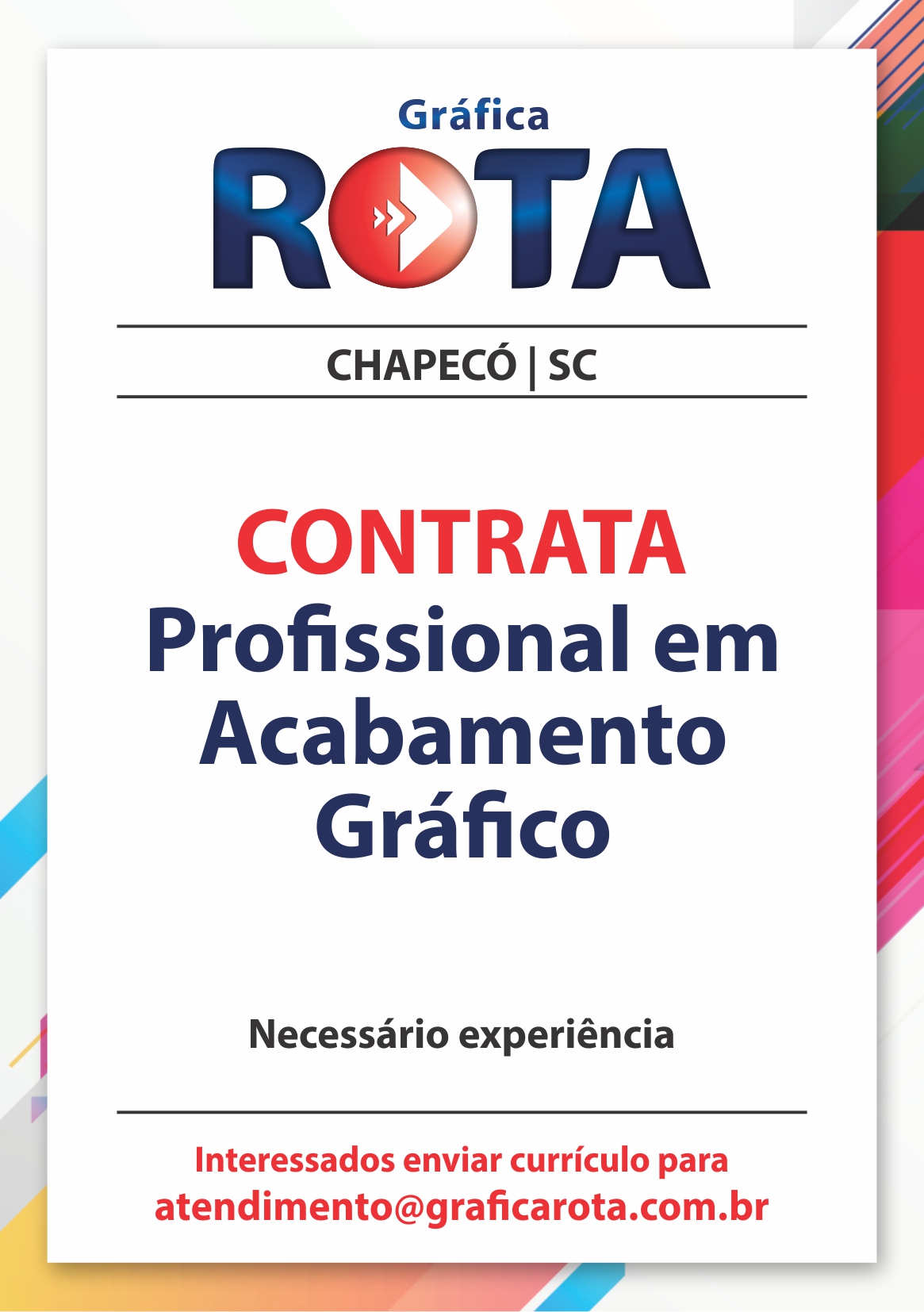 Anuncio vaga acabamento 2018